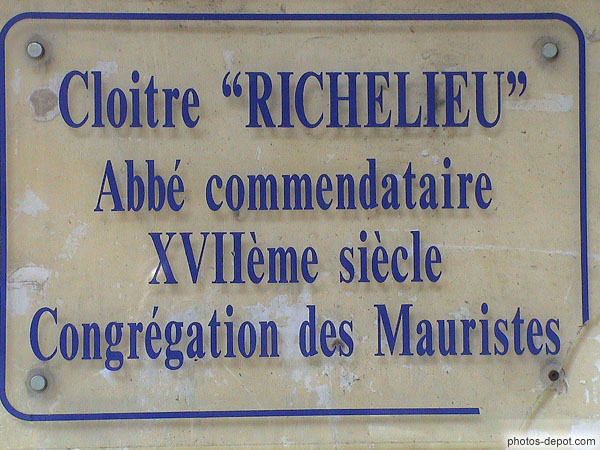 photo de Cloitre Richelieu congrégation des Mauristes