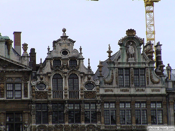 Pignons maisons des archers et maison des ébénistes et tonneliers Belgique, Bruxelles, Grand place, Photo XVIIe