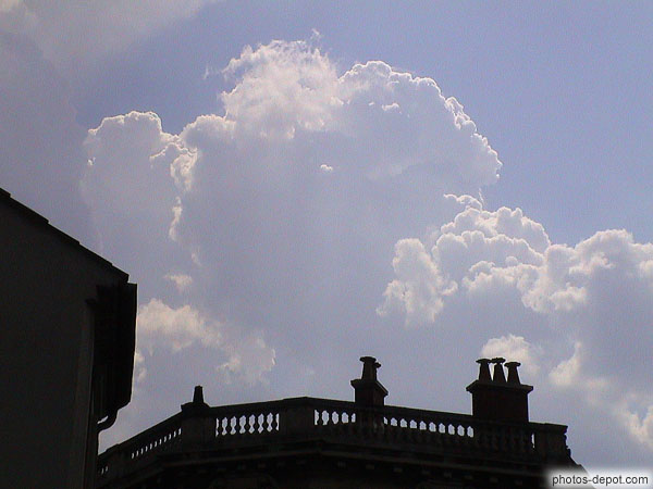 photo de nuages bombés au dessus des toits de la ville