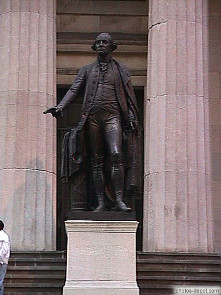 photo de bronze de George Washington devant Federal Hall sur Wall Street