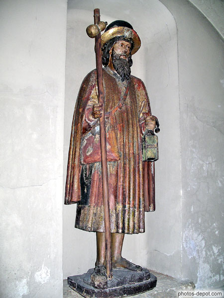 photo de St Jacques de Compostelle, bois peint polychrome