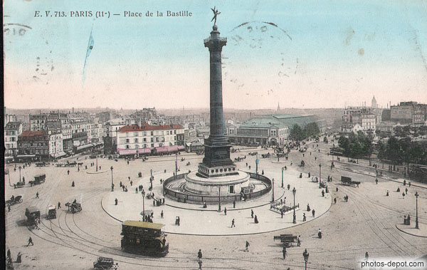 photo de Place de la Bastille et tramways,  1912