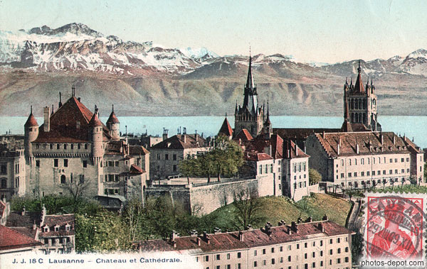 photo de Chateau et Cathédrale de Lausanne 1909