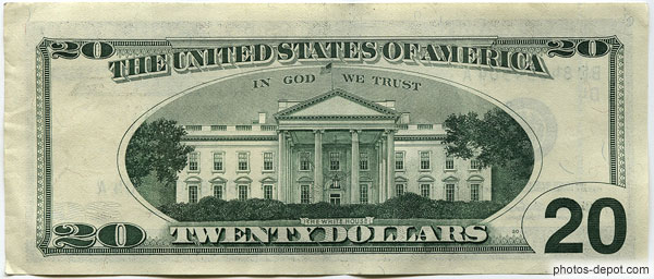 photo de billet de 20 $US the white house