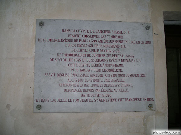 photo de Tombeaux du roi Clovis, Ste Geneviève, Clotilde, Théobald, Gunther, St Céraune