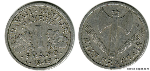 photo de Pièce 1 franc Etat Français 1943