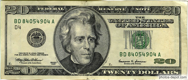 photo de Billet 20 $US 1999 Jackson