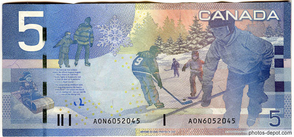 photo de Billet 5$ Canada hockey 2006