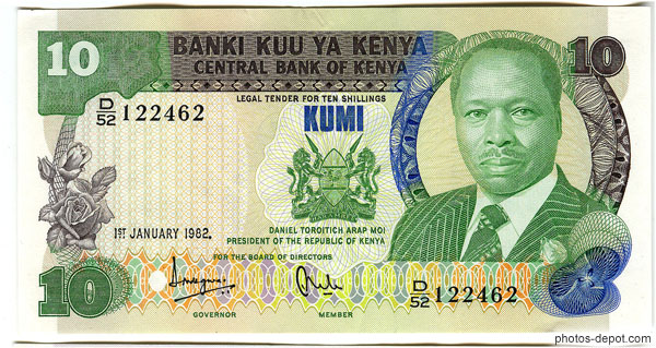 photo de billet 10 Shilling Kenya Kumi