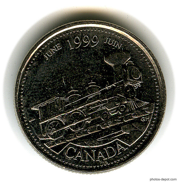 photo de PiÃ¨ce locomotive Ã  vapeur Canada 25 cts  Juin 1999