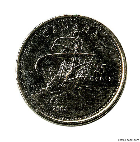 photo de piece 25 cents bateau-voile-Canada 1604 2004