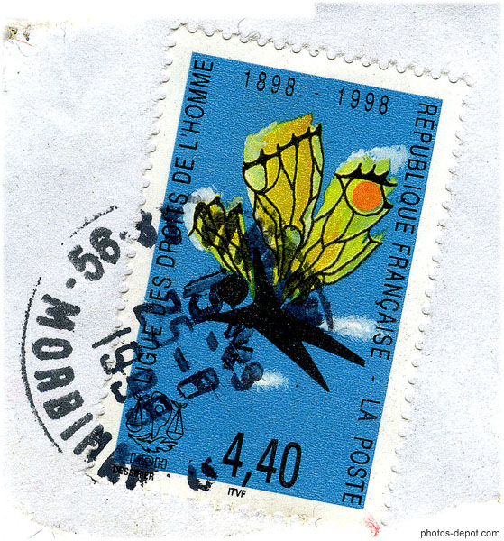 photo de timbre droits de l'homme 1898 1998 4,40 frs
