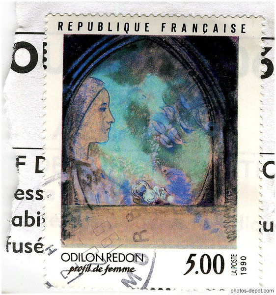 photo de Timbre Odilon Redon profil de femme 5,00 frs