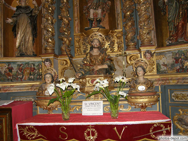 Autel � St Vincent, martyr de l'an 303, retable de 1714