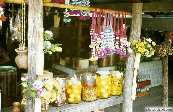 photo de pendentifs de fleurs et légumes dans des pots