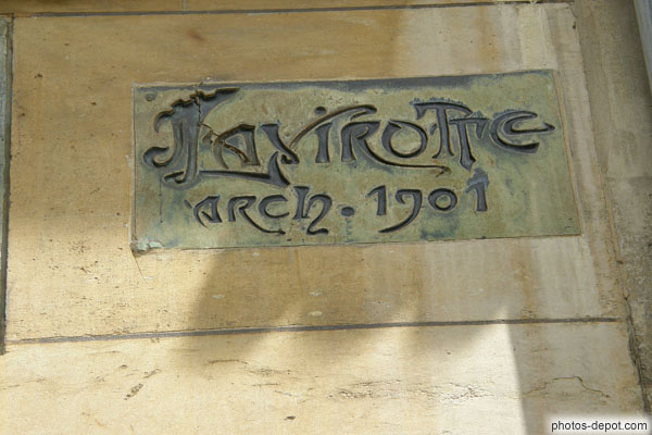photo de plaque en grès  immeuble Lavirote, March 1901