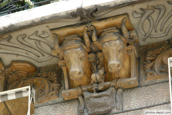 photo de Têtes de taureaux en culs de lampe, Immeuble Lavirote