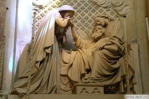 photo de Mort de St Joseph entouré de Jésus posant sa tête sur le front de son père tandis que la sainte Vierge baise tendrement la main de son époux