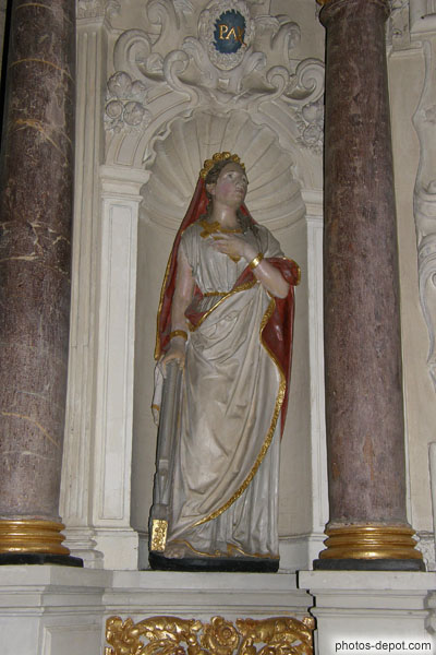photo de Ste Cécile représentée avec son orgue, martyre