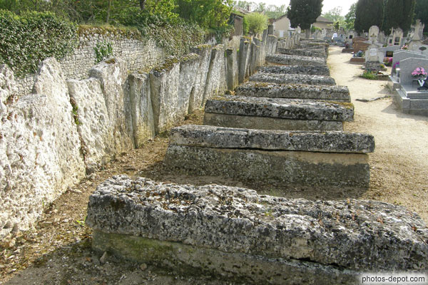 photo de tombes de pierre alignées