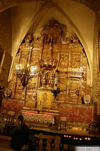 photo d'Autel St Abdon et Sennen, bois doré dû à Lazare Tremullas le vieux, daté de 1647