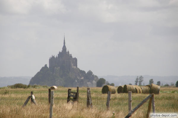 photo de Mont St Michel derrière les champs