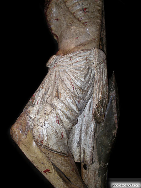 photo de Détail du périzonium, Dévot Christ de Perpignan, sculpture polychrome en bois de tilleul