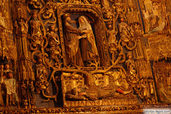 photo de Sainte Anne et Saint Joachim sur l'arbre de Jessé, retable gothique flamand, Chapelle santa Ana