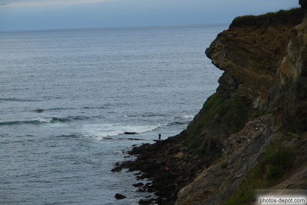 photo d'homme au bas du rocher en bord de mer