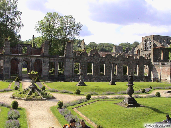 photo de jardins en terrace avec fontaines et parterres