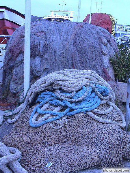 photo d'amas de filets et cordages