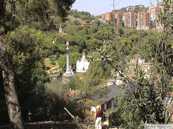 photo de vue générale du Parc Güell (Gaudi)