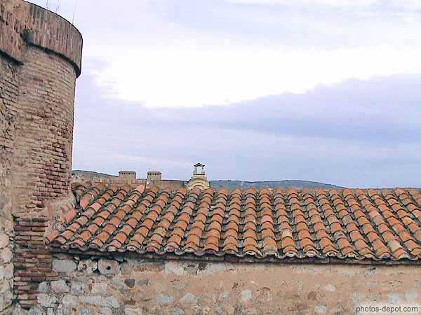 Derrière le toit de la forteresse au nord, on voit la crête
