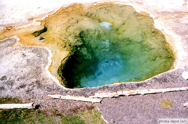 photo d'hot spring aux couleurs bleues et vertes