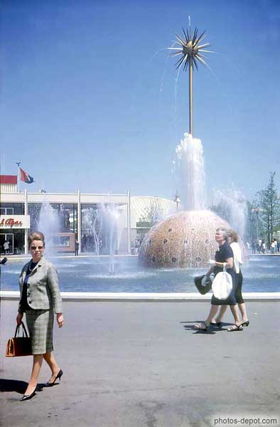 Jets d'eau de la fontaine USA, New York, Worlds Fair, Photo 1964