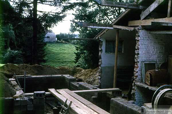 Construction d'une extension Inconnu, Photo 1970