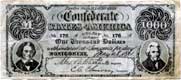 Billet de mille dollars émis par les confédérés, avec intérêt de 10 cts par jour / USA
