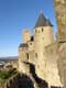 Remparts, Tours et descente à la porte d'Aude / France, Languedoc Roussillon, Carcassonne