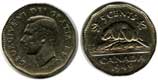 Pièce 5 cents 1949 Canada Georgius VI Dei Gratia Rex