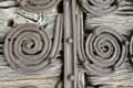 Pentures catalanes de fer forg� enroul� / France, Pyrenees orientales, Prieur� de Marcevol
