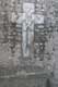 Fichée au mur, statue funéraire de Guillem Gaucelme, seigneur de Taillet (+1204) due au sculpteur Raimon de Bianya