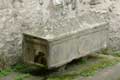 Sarcophage paléochrétien ayant protégé les reliques il y a 1000 ans. Dés 1591 un manuscrit atteste la présence d'eau dans le sarcophage, pourtant isolé du sol / France, Languedoc Roussillon, Arles sur Tech