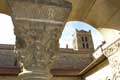 Taureau sur chapiteau du cloître et tour fortifiée de l'Abbaye / France, Languedoc Roussillon, Elne