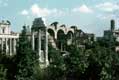 Ruines du Forum derriere les arbres / Italie, Rome, Forum